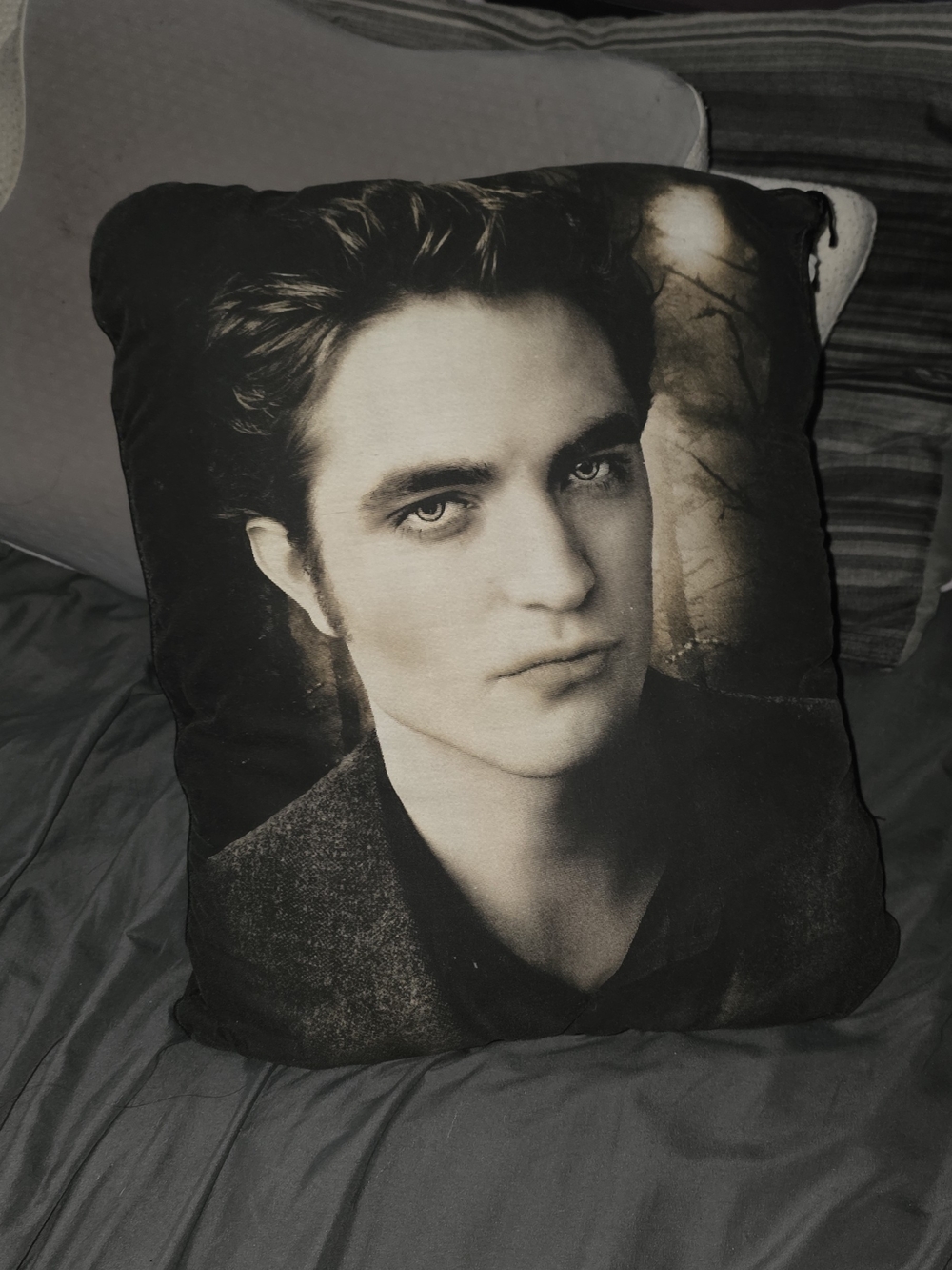 Black and Gray Portrait Accent Pillow